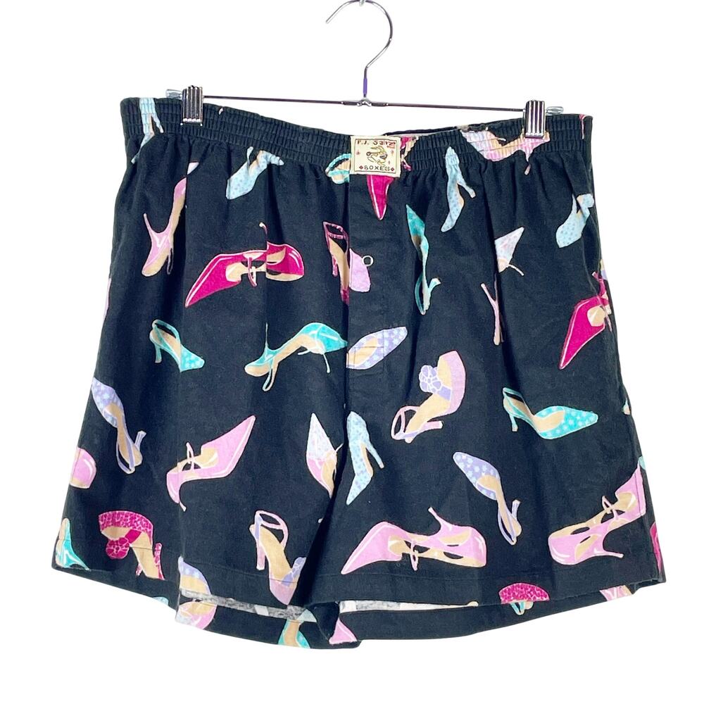P.J. Salvage Women's Black Soft Cotton Lounge Boxer Shorts Large Heels Shoes